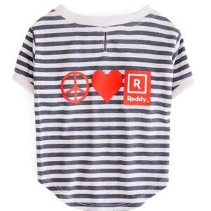 Dog Shirt: Striped Peace Love Dog Tee, Medium